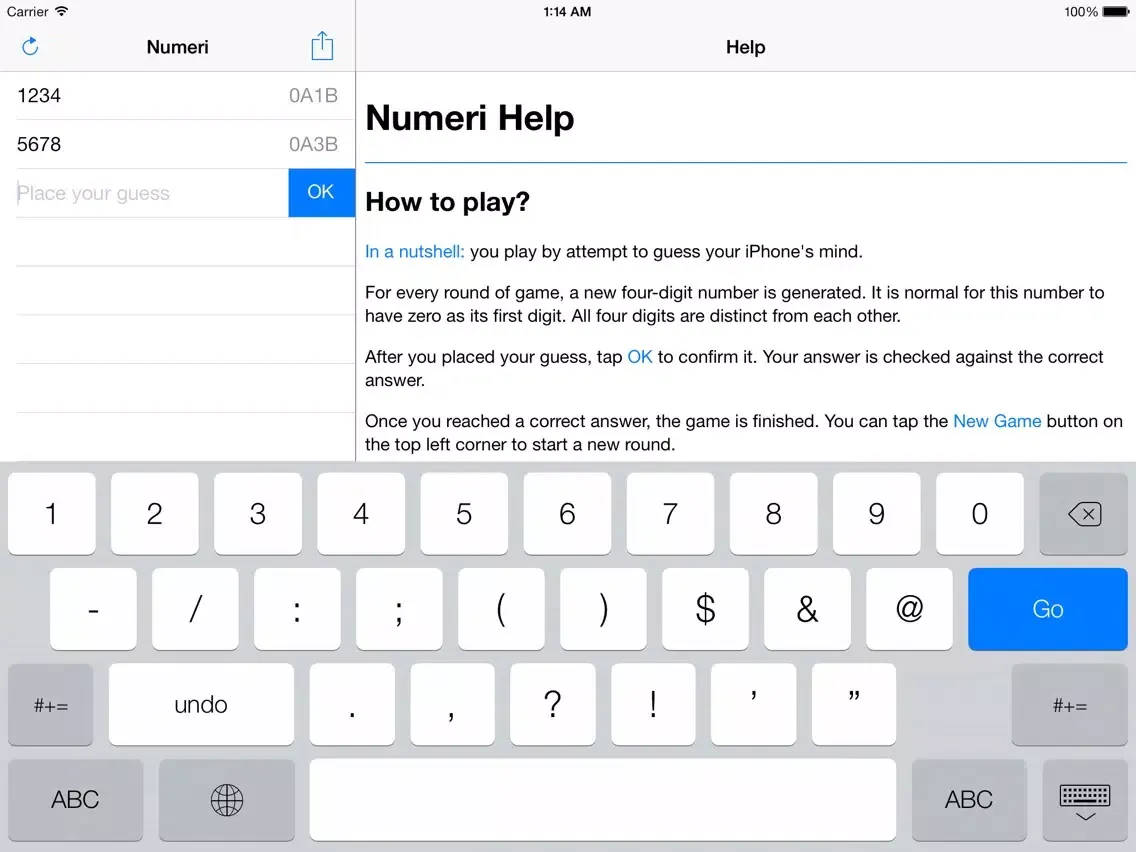 Tangkapan layar Numeri (The Number Game) iPad