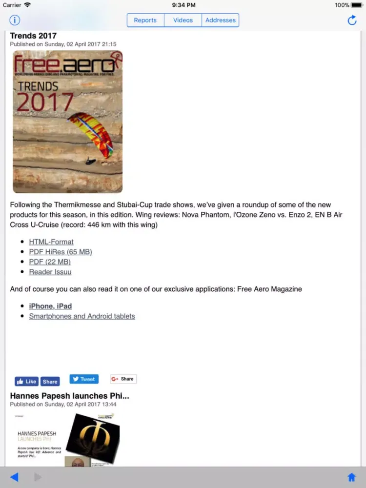 free.aero Magazine iPad  سکرین شاٹس