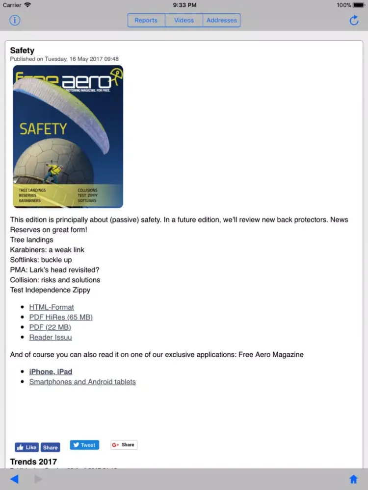 free.aero Magazine iPad  سکرین شاٹس