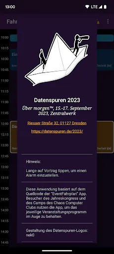 Captures d'écran de Datenspuren 2023 Fahrplan