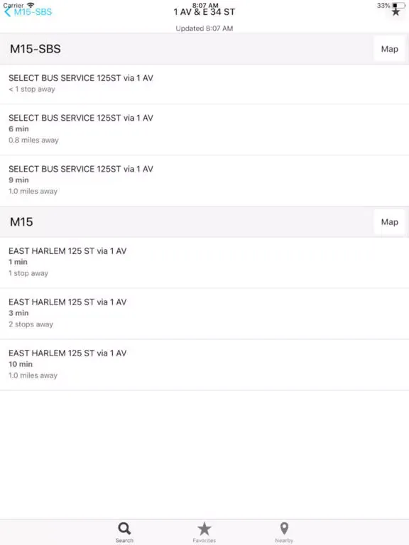MTA Bus Time iPad  Ekran Görüntüleri