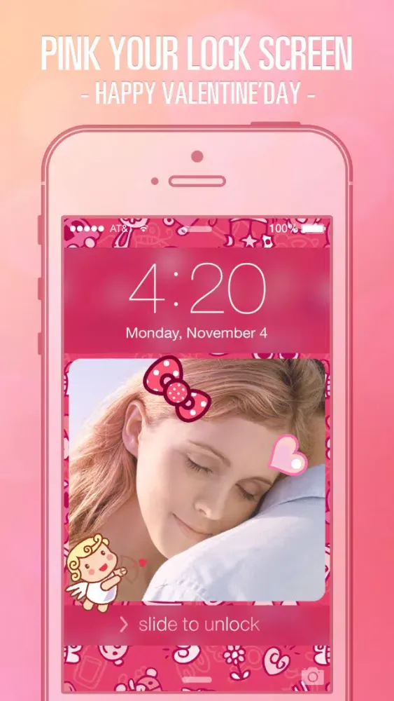 Tangkapan skrin Pimp Lock Screen Wallpapers Pro - Pink Valentine's Day Special for iOS 7