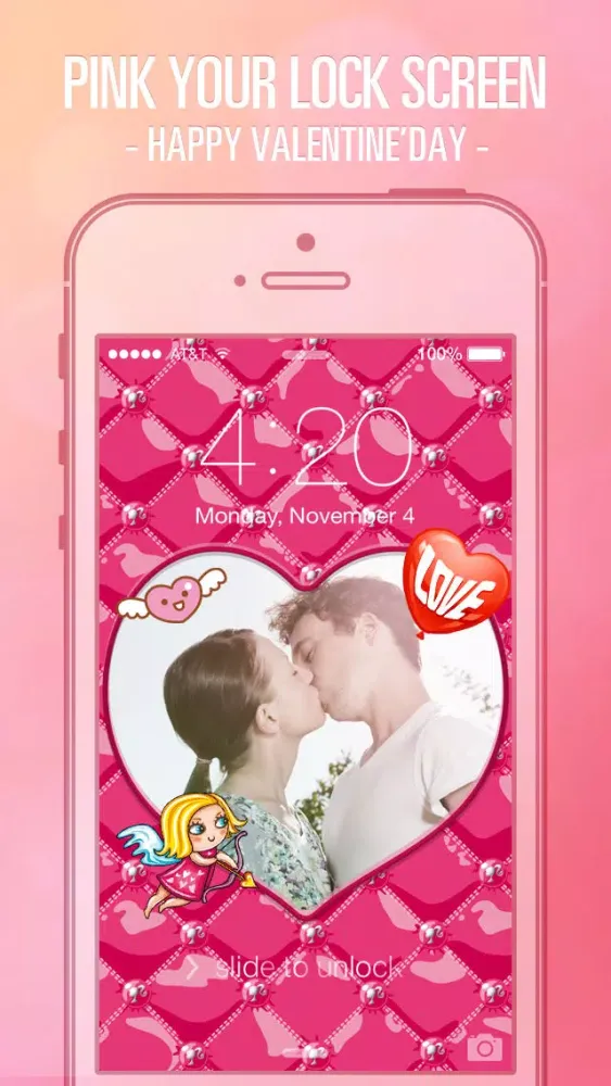 Tangkapan skrin Pimp Lock Screen Wallpapers Pro - Pink Valentine's Day Special for iOS 7