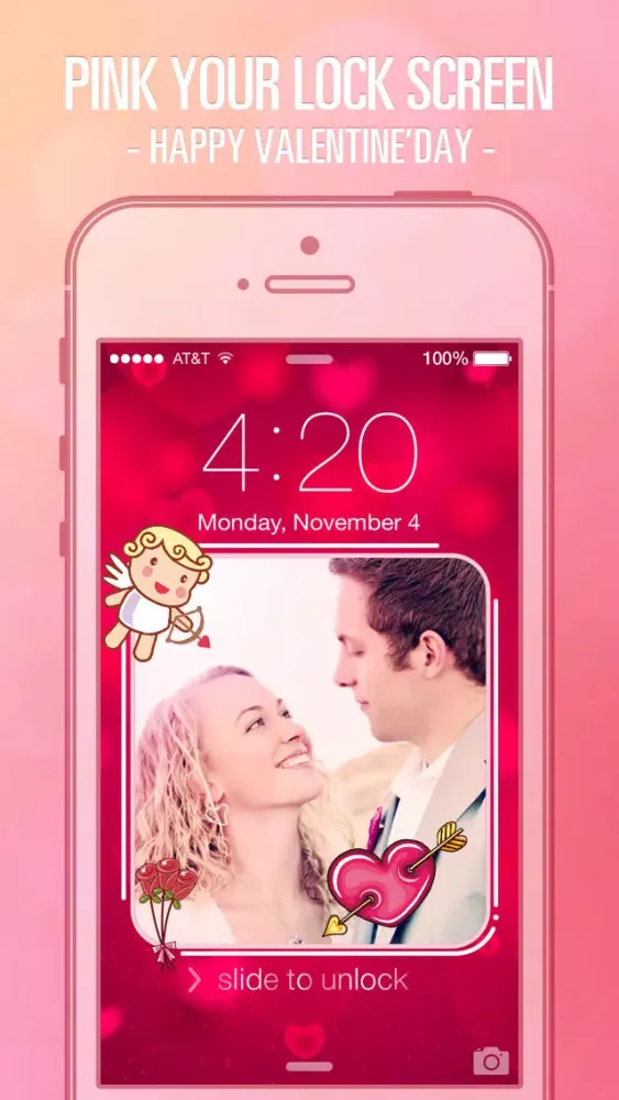 Tangkapan skrin Pimp Lock Screen Wallpapers Pro - Pink Valentine's Day Special for iOS 7
