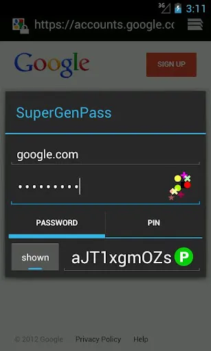 Captures d'écran de SuperGenPass
