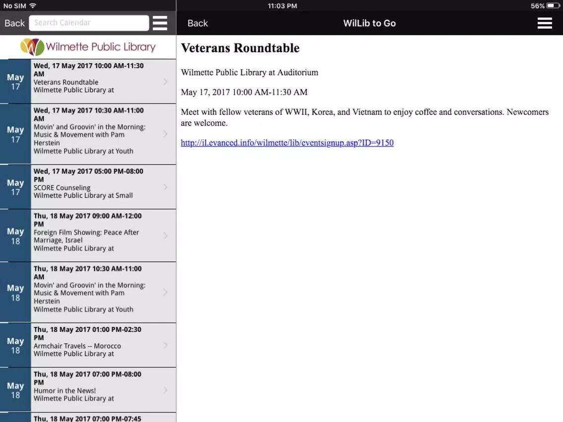Screenshot di Wilmette Public Library iPad 