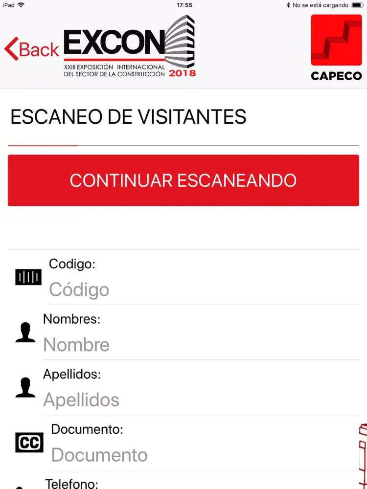 Tangkapan layar Excon 2018 - Expositores iPad 