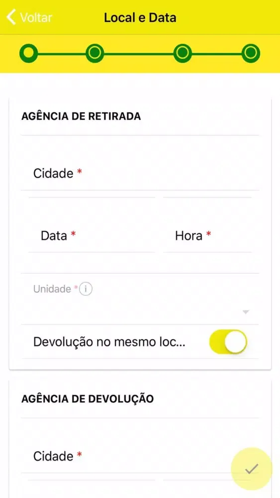 Capturas de tela do Smart Aluguel de Carros