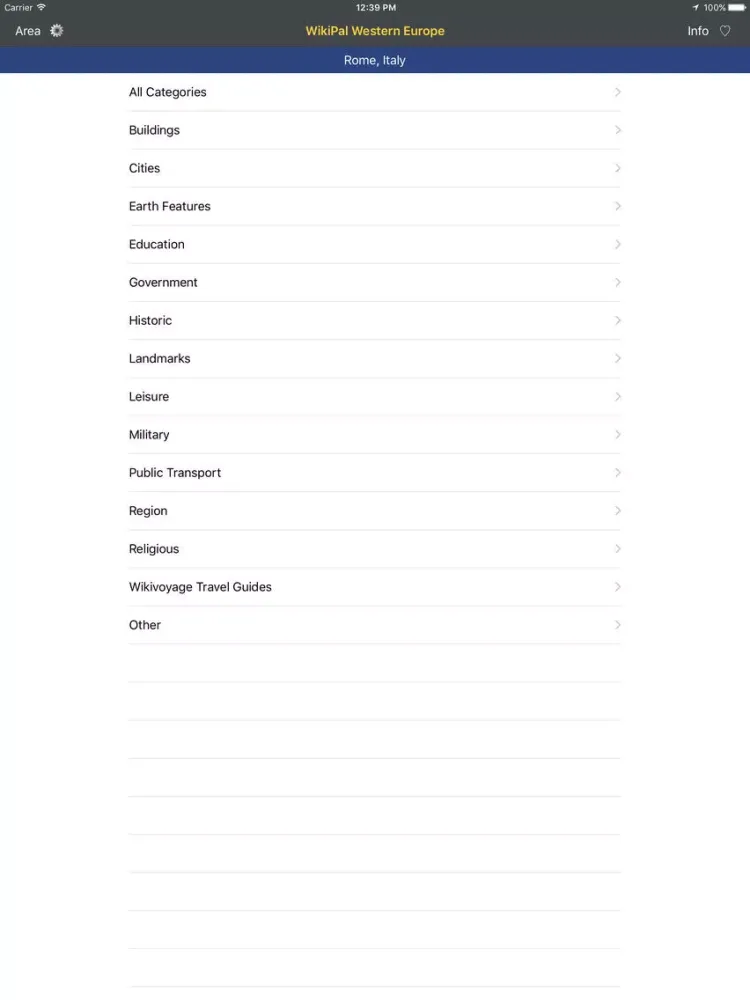 ภาพหน้าจอของ WikiPal West Europe iPad 
