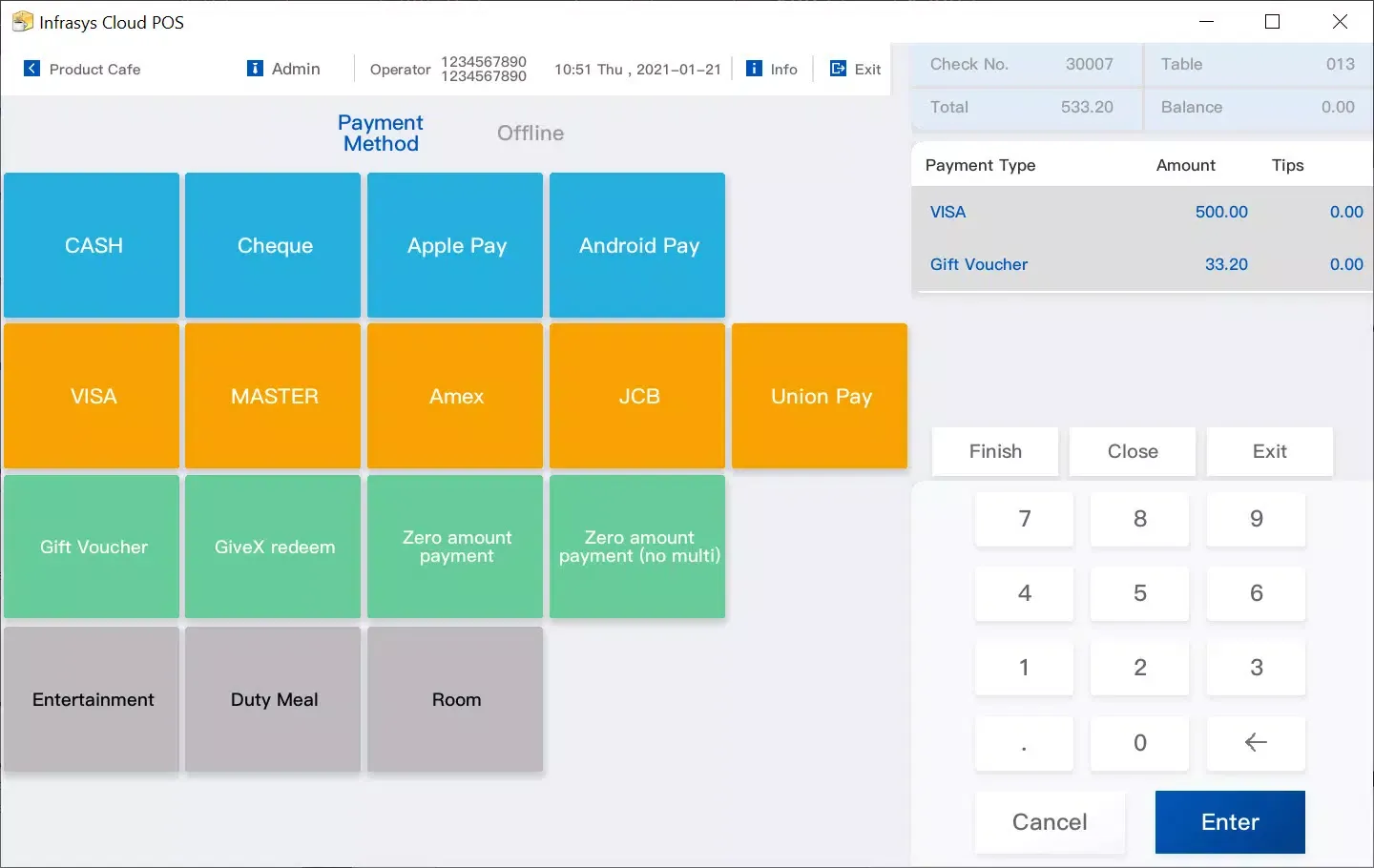 Infrasys Cloud POS スクリーンショット