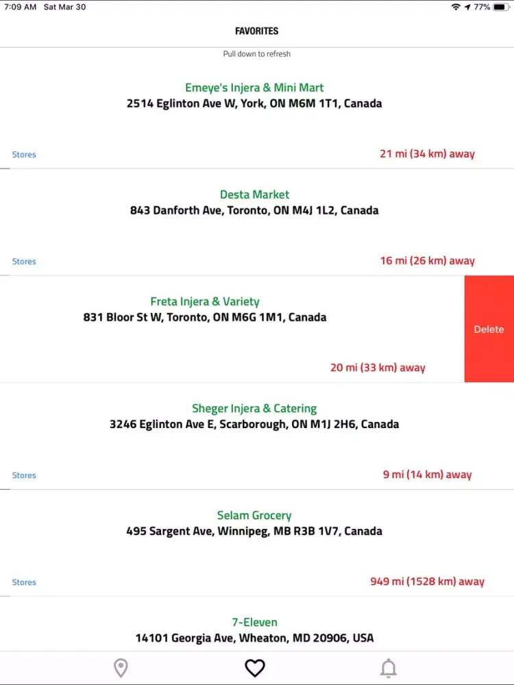 Tangkapan skrin Injera Finder iPad 