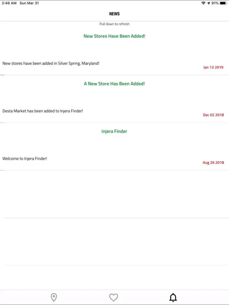 Tangkapan skrin Injera Finder iPad 