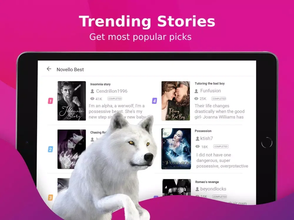 ภาพหน้าจอของ Novello: Webfic & Web Novels iPad 