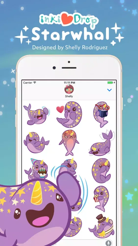 inki-Drop Starwhal Stickers سکرین شاٹس