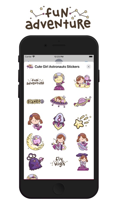 ภาพหน้าจอของ Cute Girl Astronauts Stickers