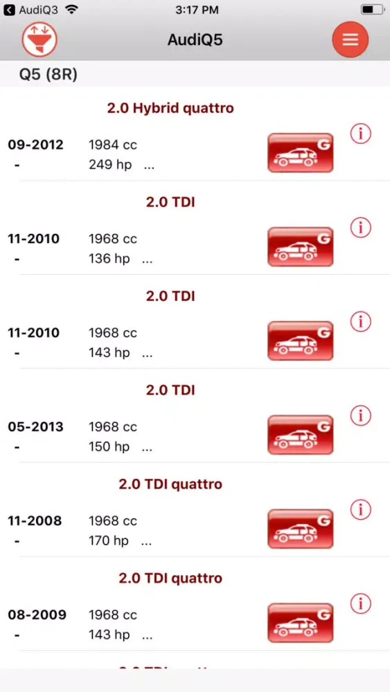 Captures d'écran de AutoParts Audi Q5