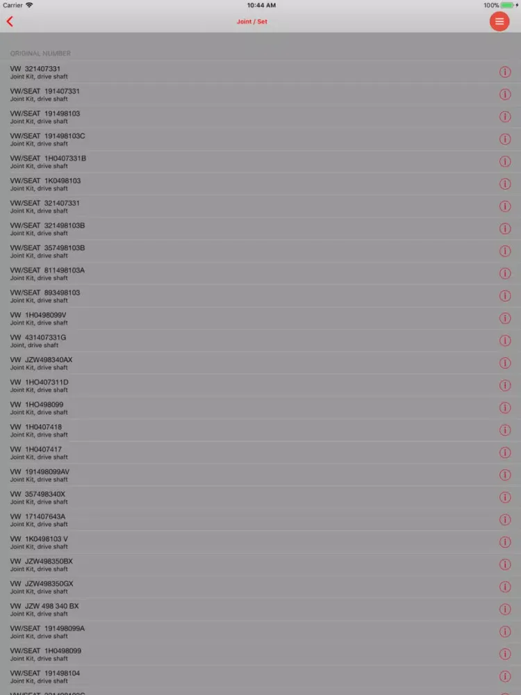 Скриншоты Auto parts VW Golf III iPad 