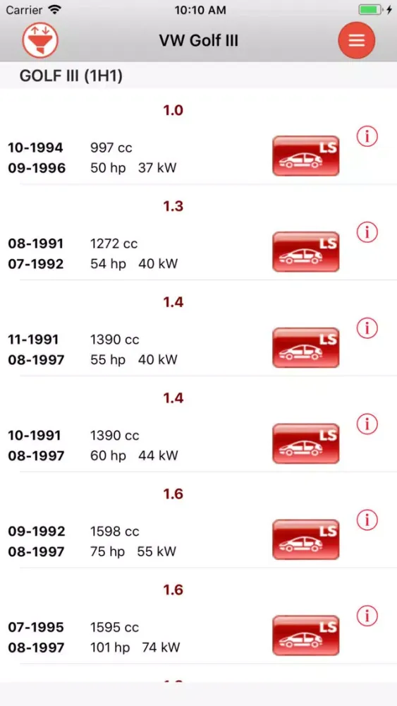Скриншоты Auto parts VW Golf III