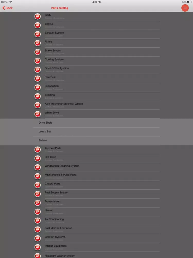 Captures d'écran de AutoParts VW Passat iPad 