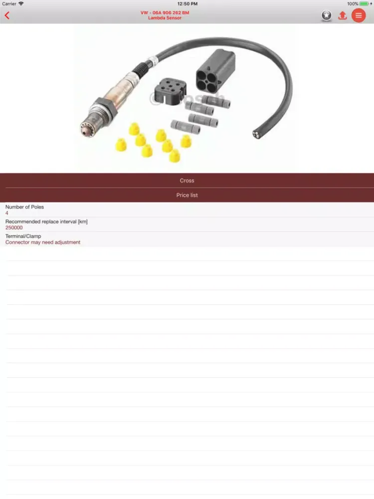 Zrzuty ekranu AutoParts VW Tiguan iPad 