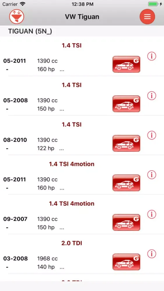 Zrzuty ekranu AutoParts VW Tiguan