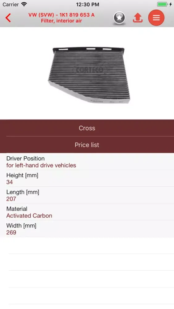 Ảnh chụp màn hình của Autoparts VW Touran