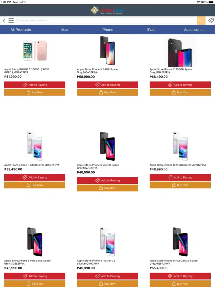 Zrzuty ekranu Adobomall iPad 