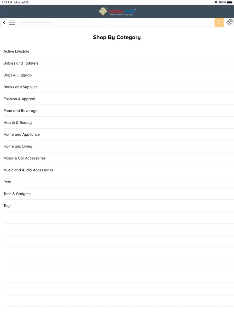 Zrzuty ekranu Adobomall iPad 