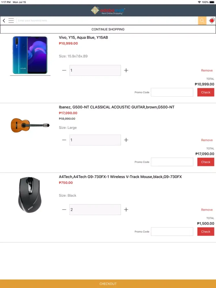 Zrzuty ekranu Adobomall iPad 