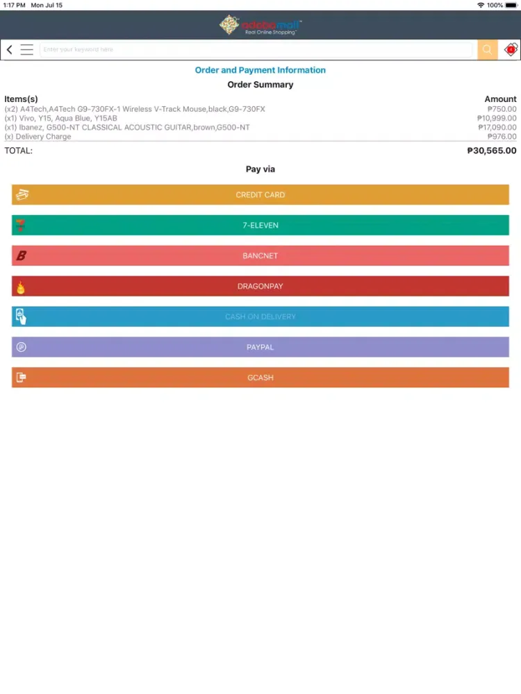 Zrzuty ekranu Adobomall iPad 