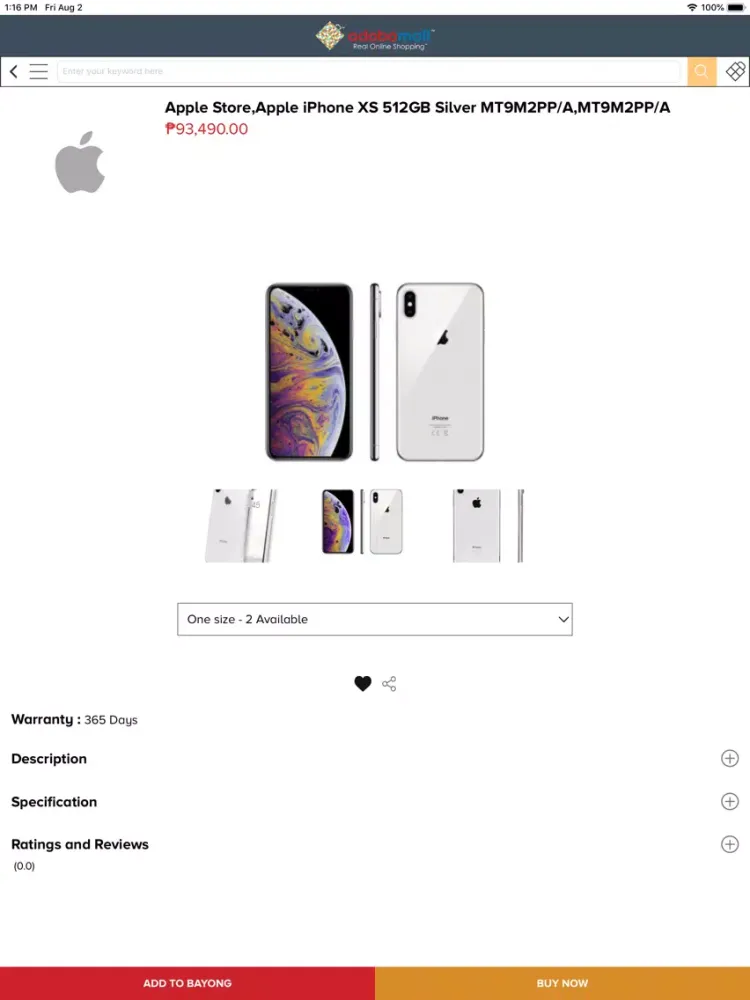 Zrzuty ekranu Adobomall iPad 