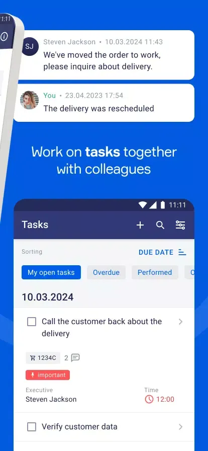 RetailCRM Mobile Screenshots