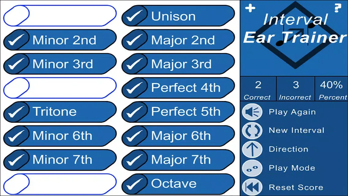 Tangkapan layar Intervals Ear and Note Trainer (Music Theory Drills)
