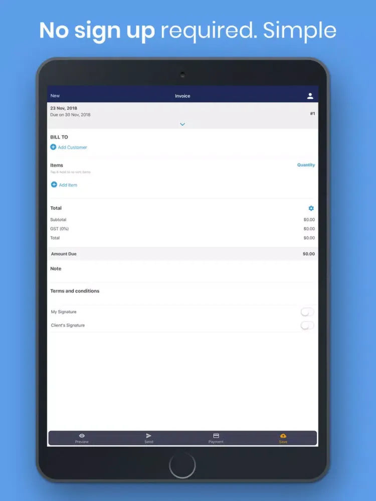 Ảnh chụp màn hình của Simple Invoice Template Maker iPad 