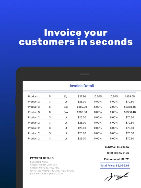 Quick and Easy Invoice App iPad  스크린샷