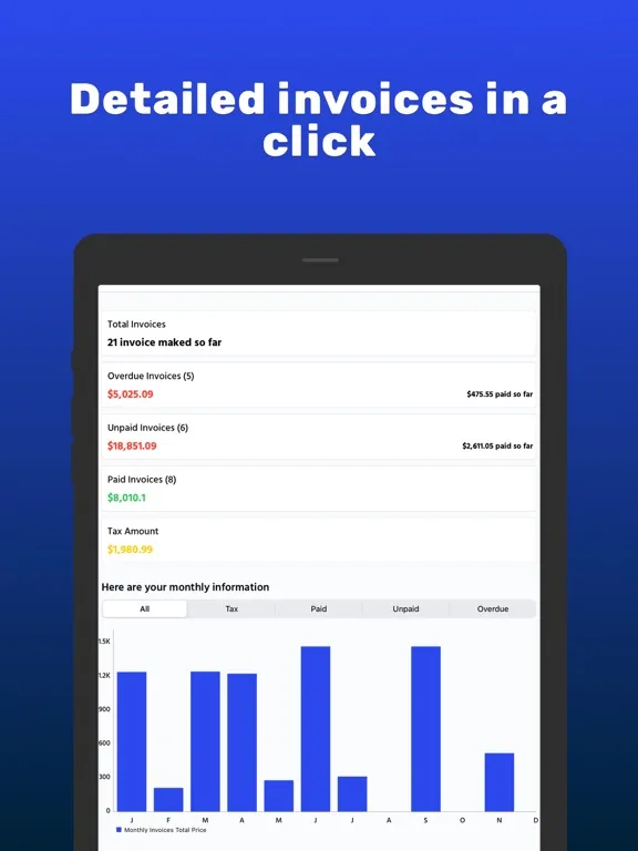 Quick and Easy Invoice App iPad  스크린샷