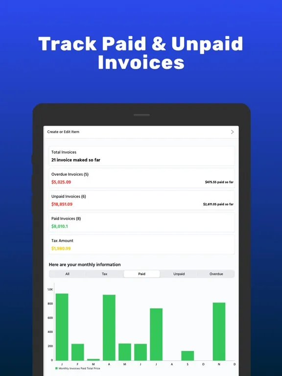 Quick and Easy Invoice App iPad  스크린샷