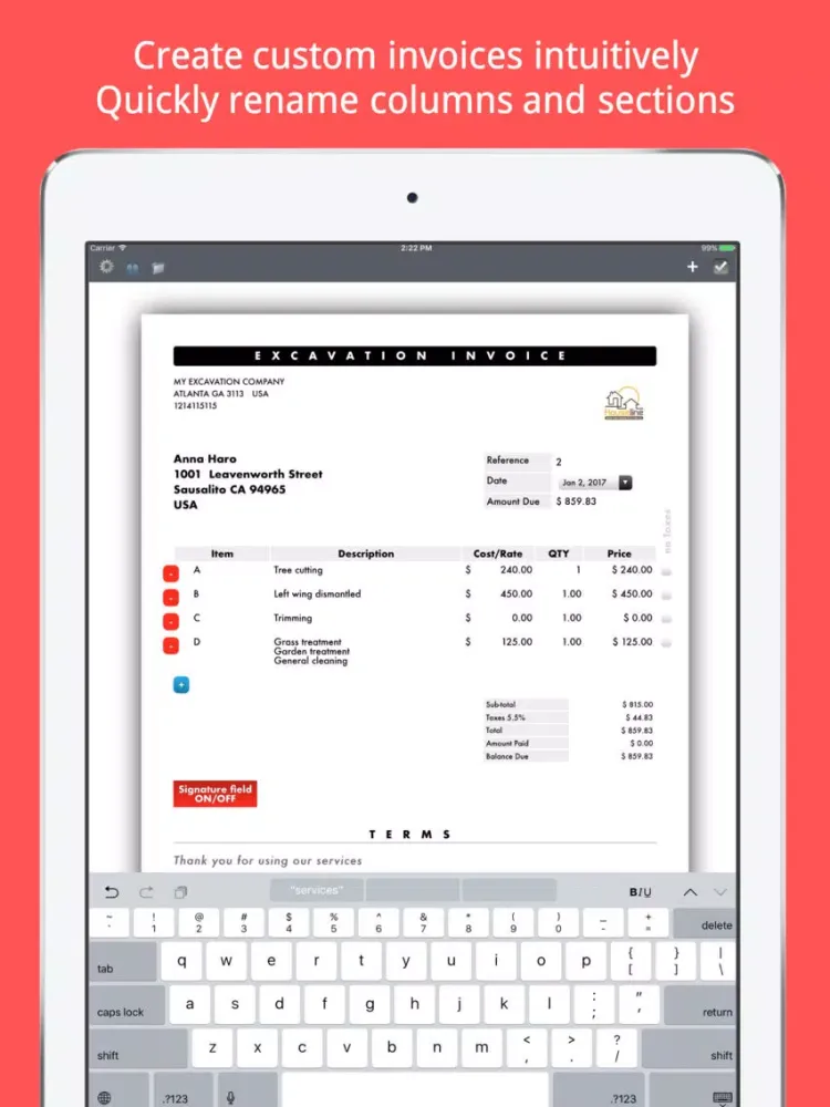 Invoice Maker Plus | Create, Send, Print PDF files iPad  スクリーンショット