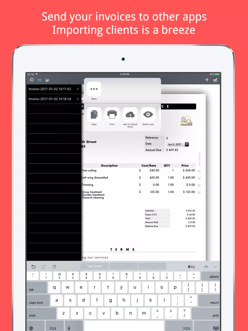 Скриншоты Invoice Maker Plus | Create, Send, Print PDF files iPad 