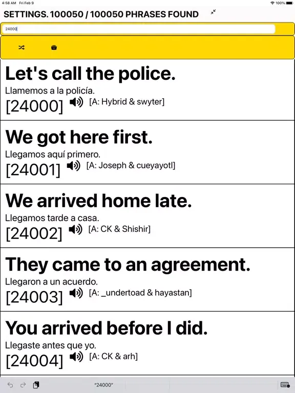 Speak Spanish: 100,000 Phrases iPad  Screenshots