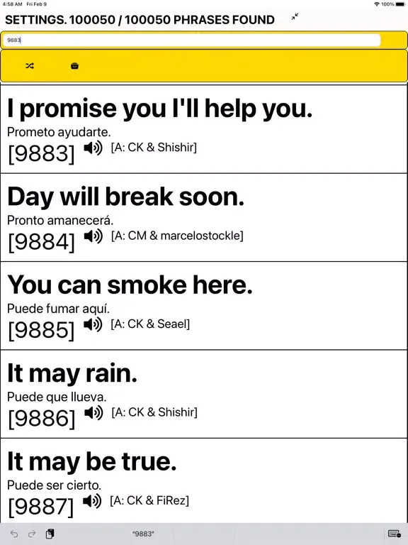 Speak Spanish: 100,000 Phrases iPad  Screenshots