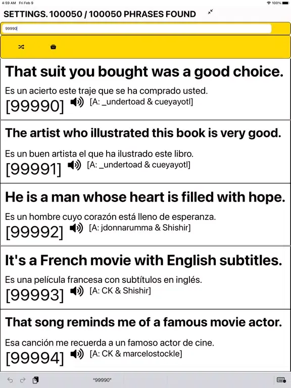 Speak Spanish: 100,000 Phrases iPad  Screenshots