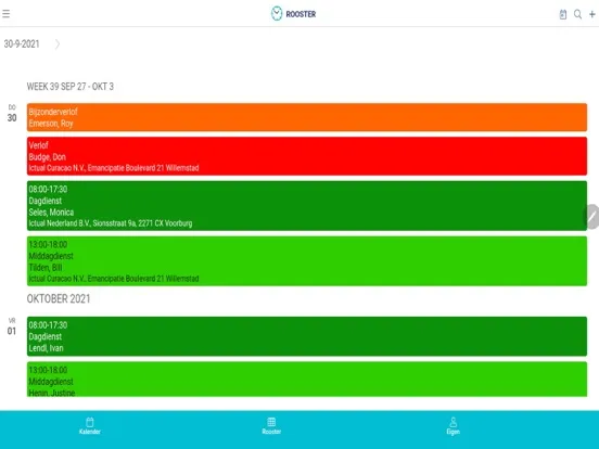 Captures d'écran de mijnDienstrooster App iPad 