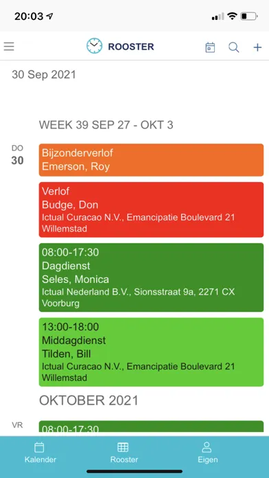 Captures d'écran de mijnDienstrooster App