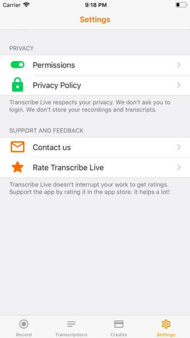 ภาพหน้าจอของ Transcribe Live