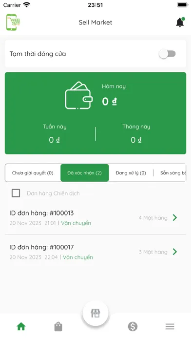 Ảnh chụp màn hình của Sell Market