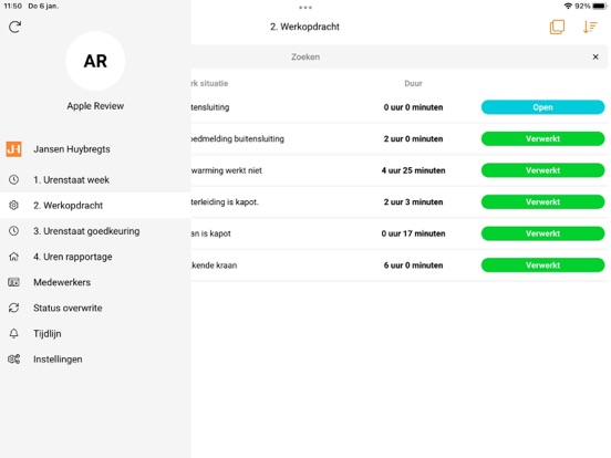 JH Uren registratie iPad 應用截圖