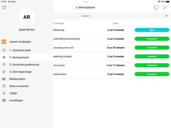 JH Uren registratie iPad  スクリーンショット