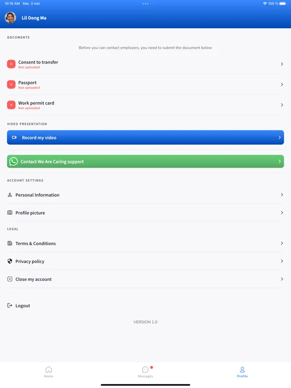 Tangkapan skrin We Are Caring iPad 