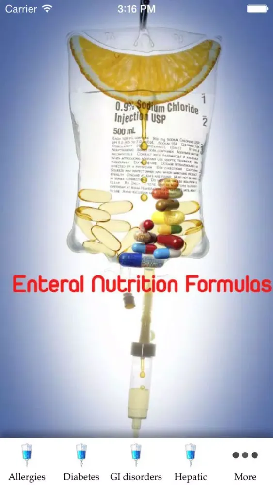 Enteral Nutrition Formulas 스크린샷